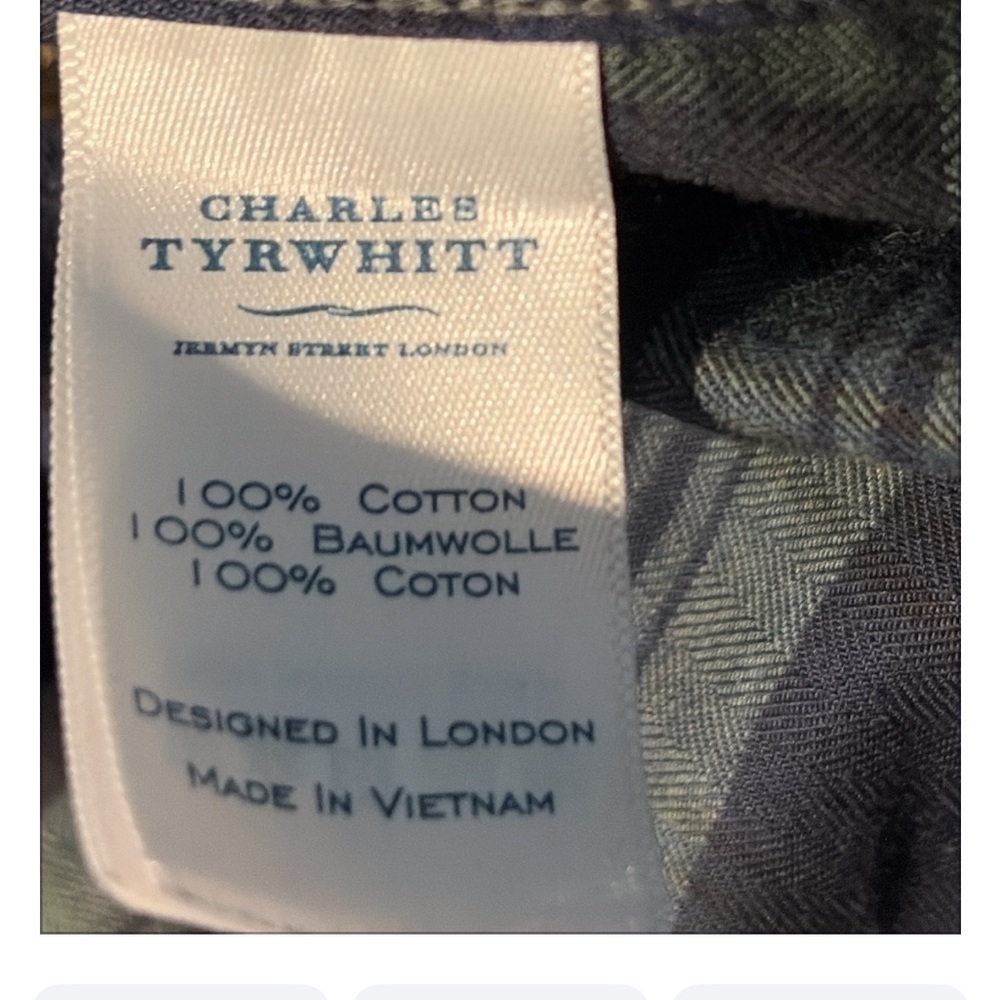 Charles Tyrwhitt Flannel Check Shirt-In Blue Checkered Button Down Shirt Size XL - Picture 11 of 11